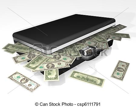 Clipart Of Suitcase Money   Briefcase Full Of One Hundred Dollar Bills    