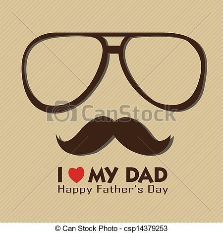Clipart Vector Of Dad   I Love My Dad With Abstract Face On Brown    