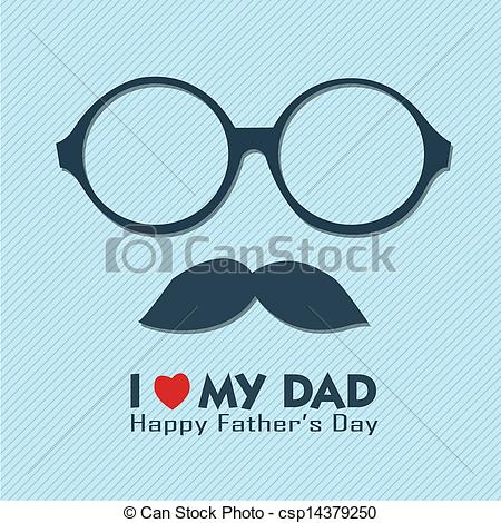 Clipart Vector Of I Love My Dad Text And Abstract Face On Blue    