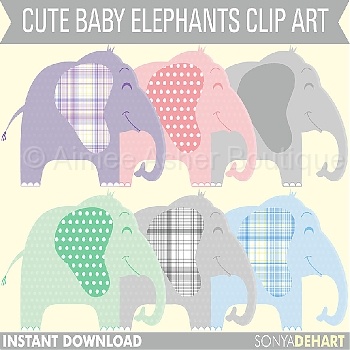 Cute Baby Elephants Clipart    Elements    Clipart And Graphics    