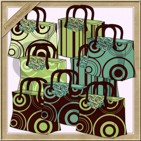 Cute Shopping Bag Clipart Swirled Boutique Shopping Bags