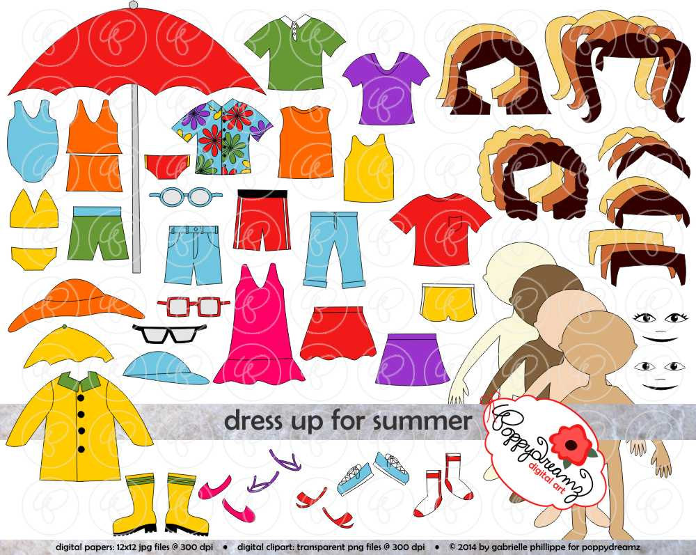 Dress Up For Summer Clothing And Paper Doll Clipart By Poppydreamz