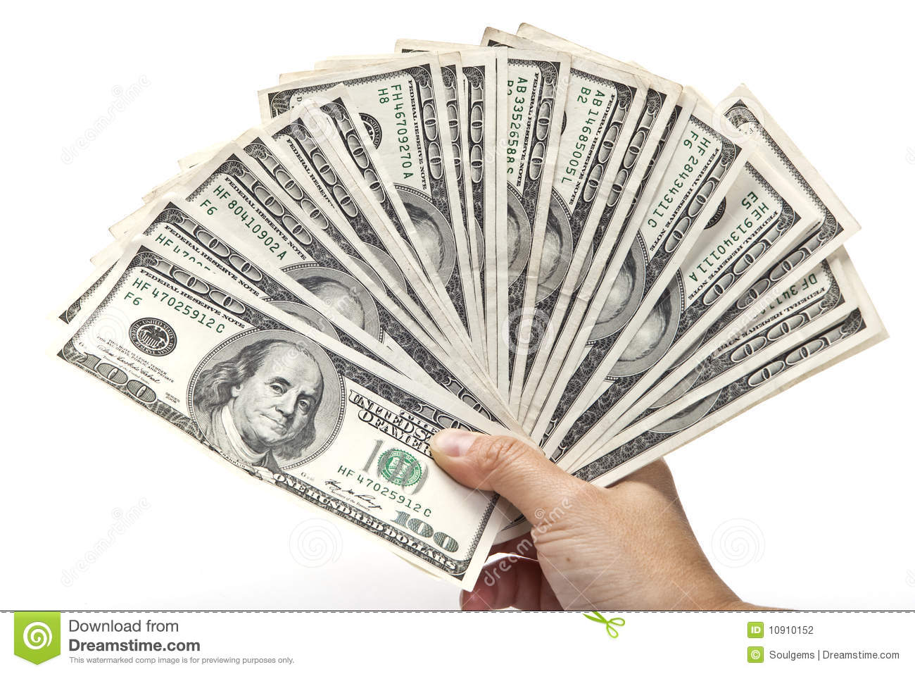 Fan Of Hundred Dollar Bills Stock Photography   Image  10910152