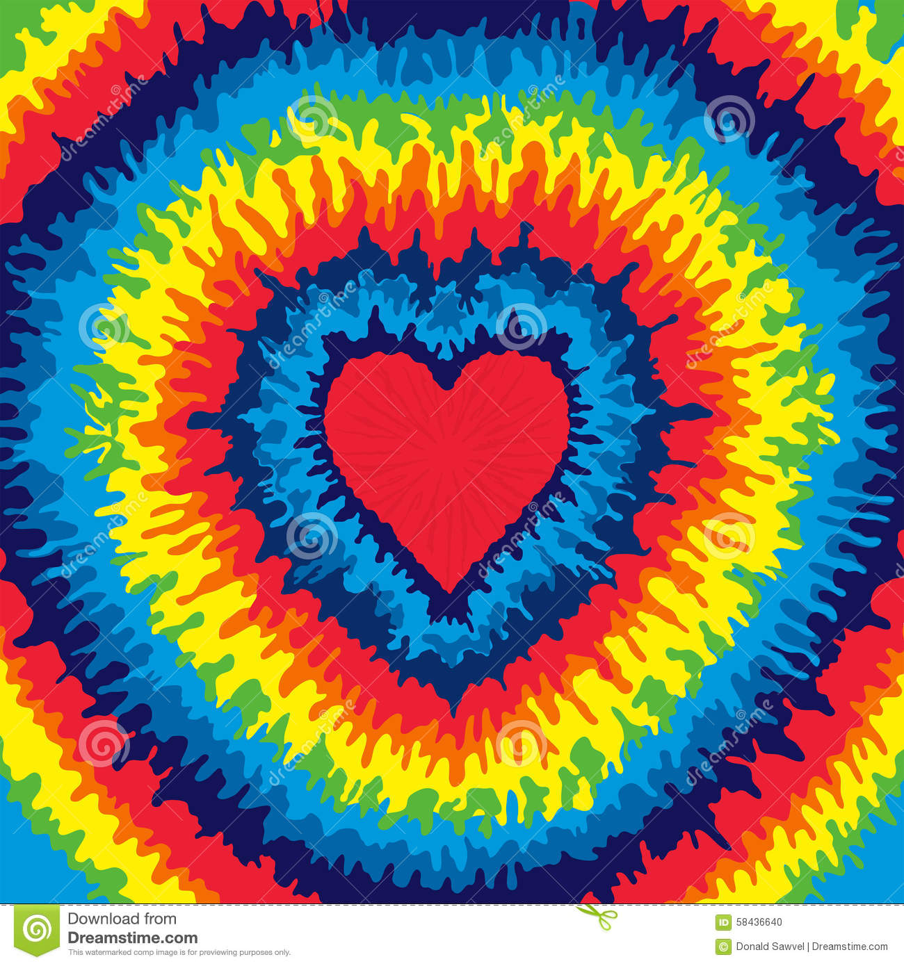 Heart Love Rainbow Tie Dye Background