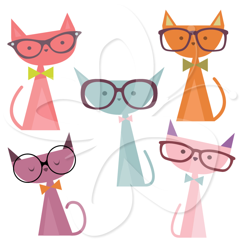 Home   All Clip Art   Cats Wearing Glasses Clip Art
