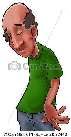 Illustration Of Sad Old Man   A Sad Old And Bald Man Wearing A Green