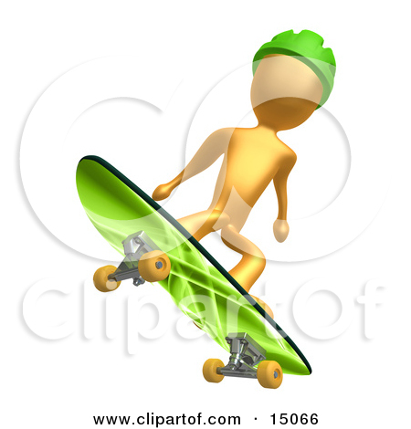 Man In A Green Helmet Catching Air While Skateboarding On A Green