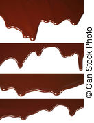 Melted Chocolate Dripping Set On White Background Stock Illustration