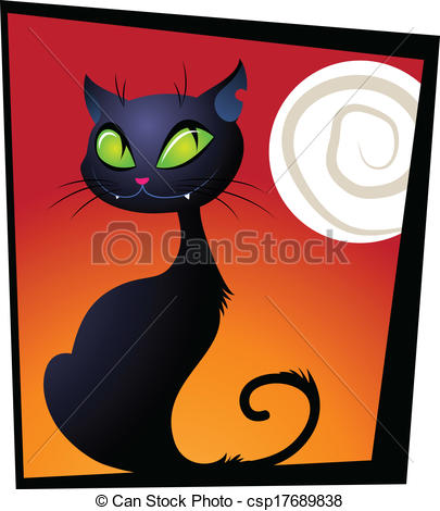 Of Whimsical Black Cat With Green Eyea Csp17689838   Search Clip