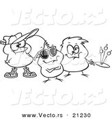 Outline Design Of Chick Peeps   Coloring Page Outline By Ron Leishman