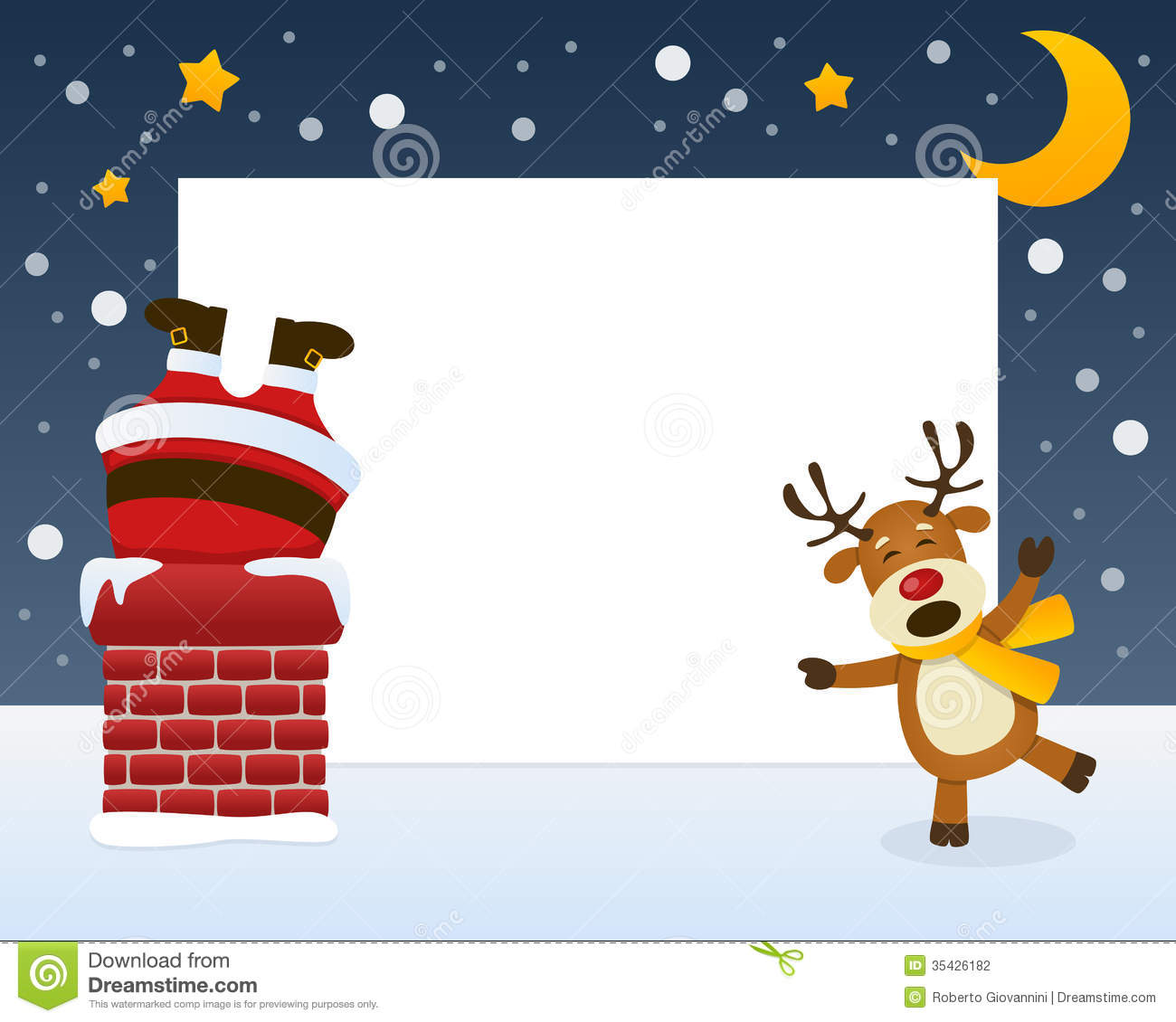 Photo Frame With Santa Claus Stuck In A Chimney And A Naughty