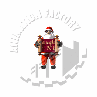Santa Unfurling Naughty Or Nice Sign Animated Clipart