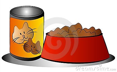 Simple Pet Food Graphic Illustrating A Can Of Cat Food Beside A Bowl