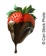 Strawberry Shaped As The Heart Half Covered Of Liquid Chocolate