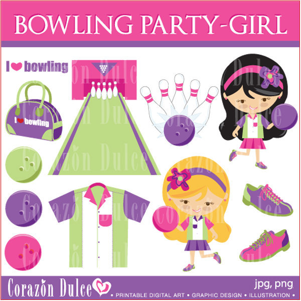 Bowling Girl Digital Clip Art Set Personal And By Corazondulce