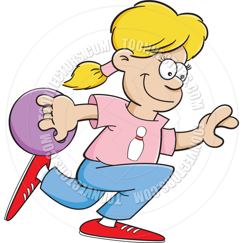 Cartoon Girl Bowling By Kenbenner   Toon Vectors Eps  51355