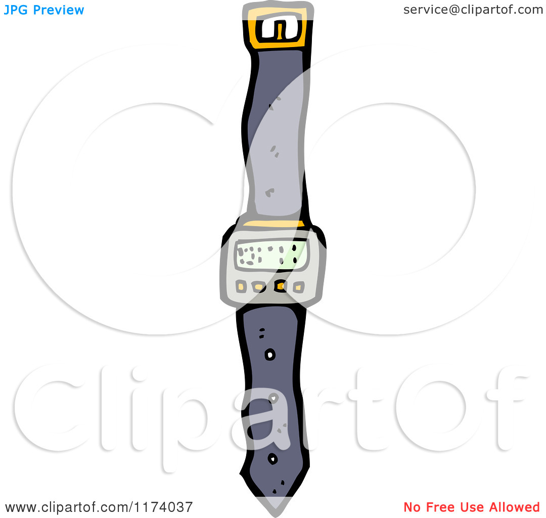 Cartoon Of A Digital Wrist Watch   Royalty Free Vector Clipart By    