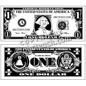 Clip Art  Dollar Bill B W   Preview 1
