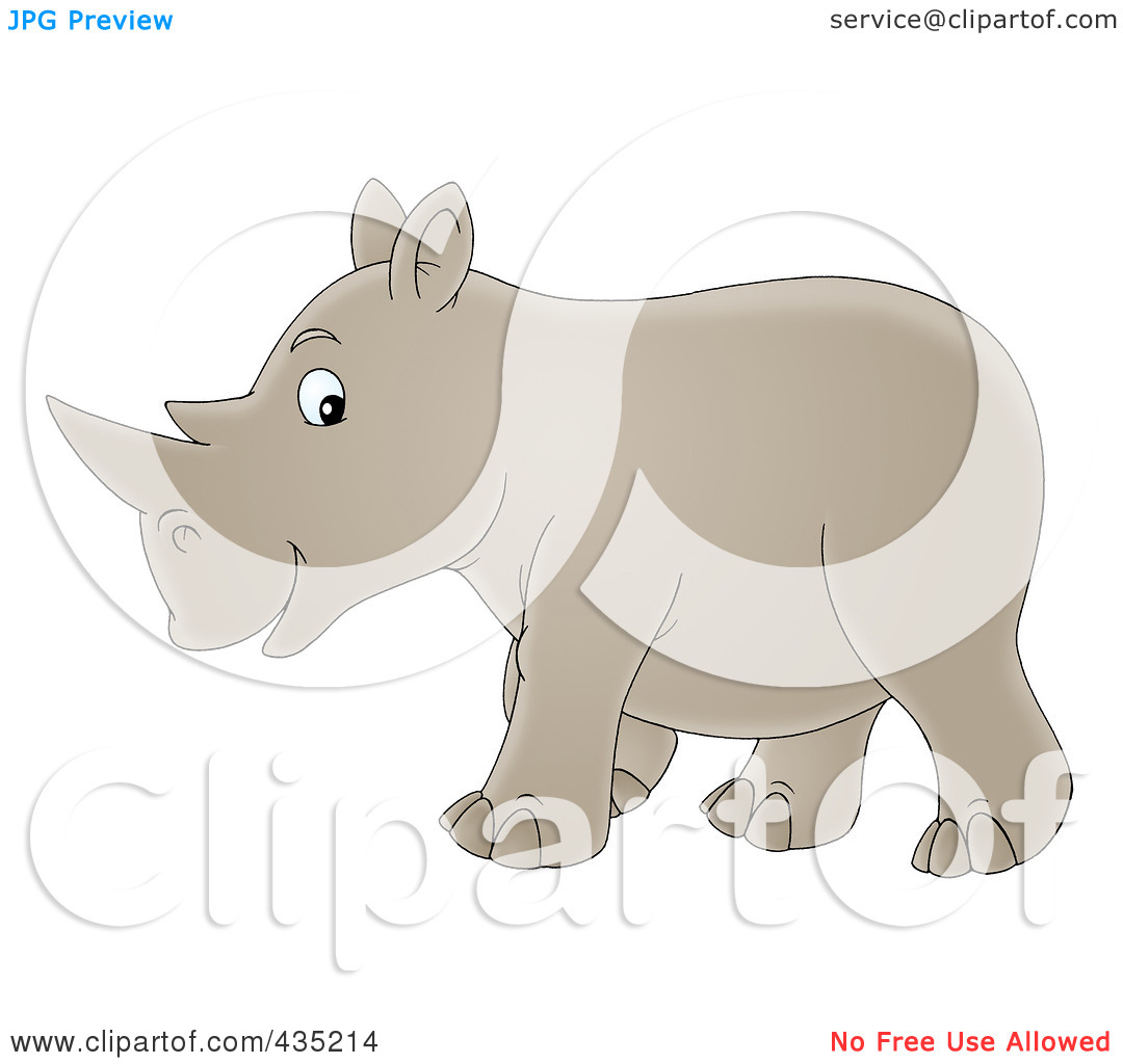 Clipart Illustration Of A Cartoon Happy Walking Rhino By Alex Bannykh
