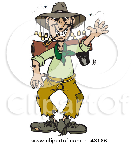 Clipart Illustration Of A Stinky Homeless Australian Man Waving By