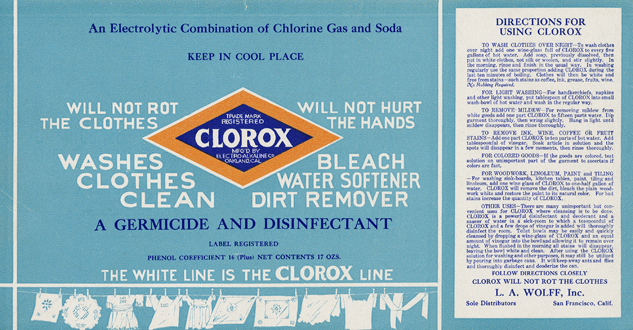 Clorox Bleach Label Warnings In 1914 When The Clorox