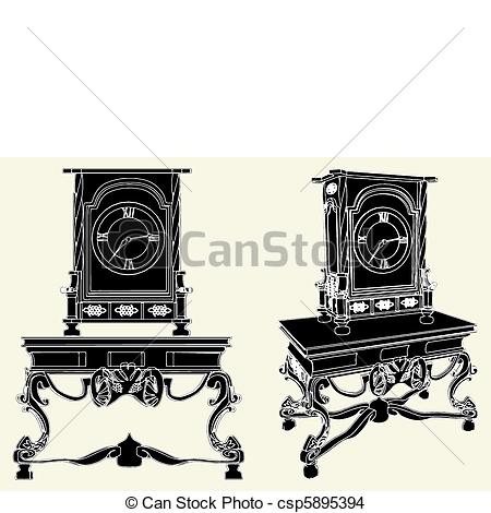 Eps Vector Of Antique Clock Standing On The Table   Antique Clock