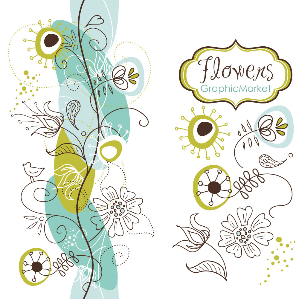 Etsy Coma Floral Border   Clipart