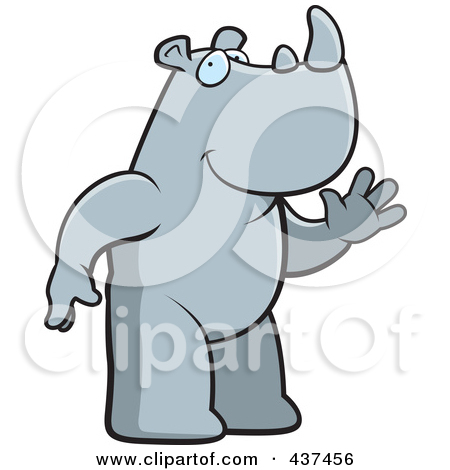Friendly Rhino Standing And Waving