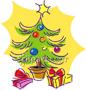 Fun Christmas Tree With Presents   Royalty Free Clipart Picture