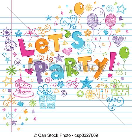 Hand Drawn Sketchy Let S Party Birthday Celebration Sketchy Notebook