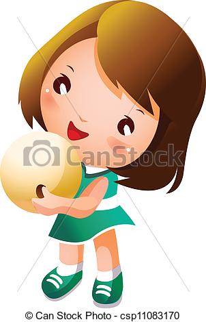 Illustration Of Girl Holding Bowling Ball Csp11083170   Search Clipart