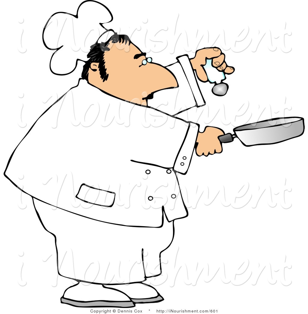 Larger Preview  Clipart Of A Male Chef Holding A Shaker Of Salt And A