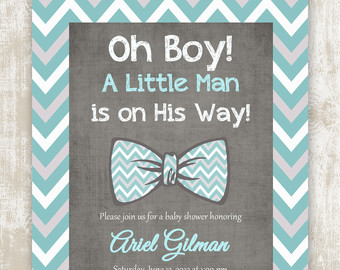 Oh Boy Little Man Light Tiffany Blu E Gray White Bow Tie Baby Boy