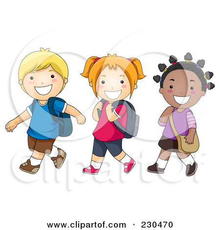 Rf Clipart Illustration Of Diverse School Kids Walking To School Jpg