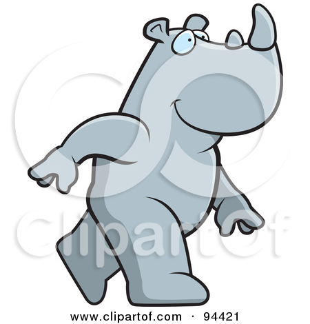 Royalty Free  Rf  Clipart Illustration Of A Rhino Walking Upright By