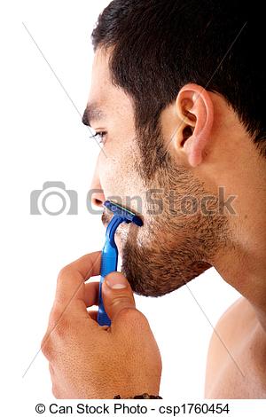 Stock Photo Of Man Shaving His Beard Isolated Over A White Background    