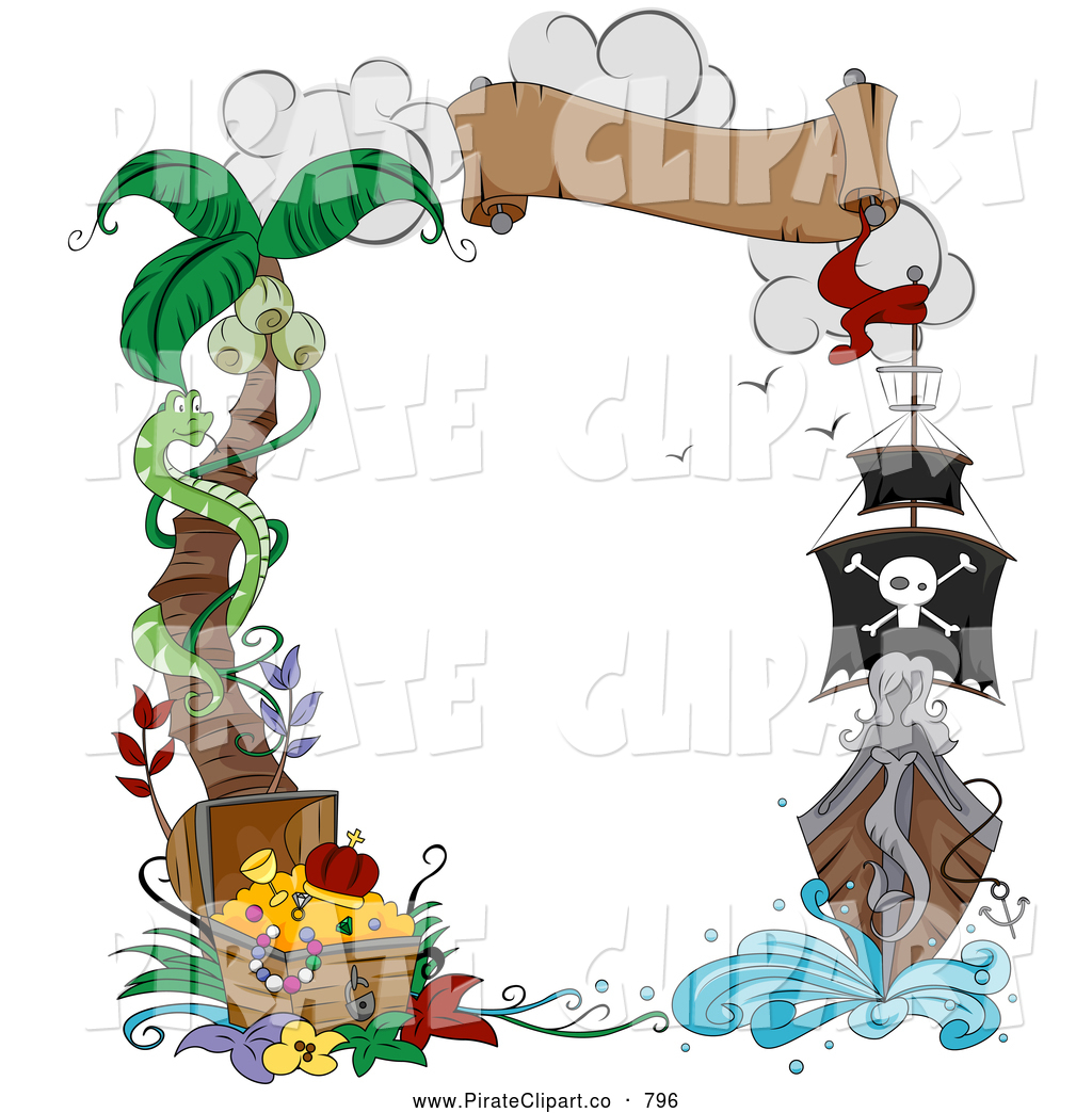 Vector Clip Art Of A Palm Tree Snake Treasure Chest Banner And