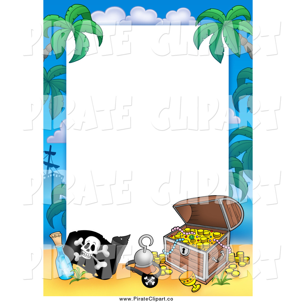 Vector Clip Art Of A Pirate And Treasure Chest Frame Around White    