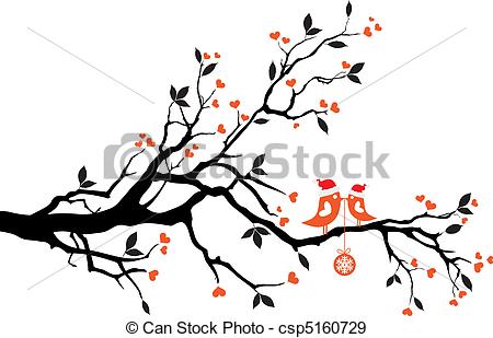 Birds Kissing On A Tree Vector   Csp5160729