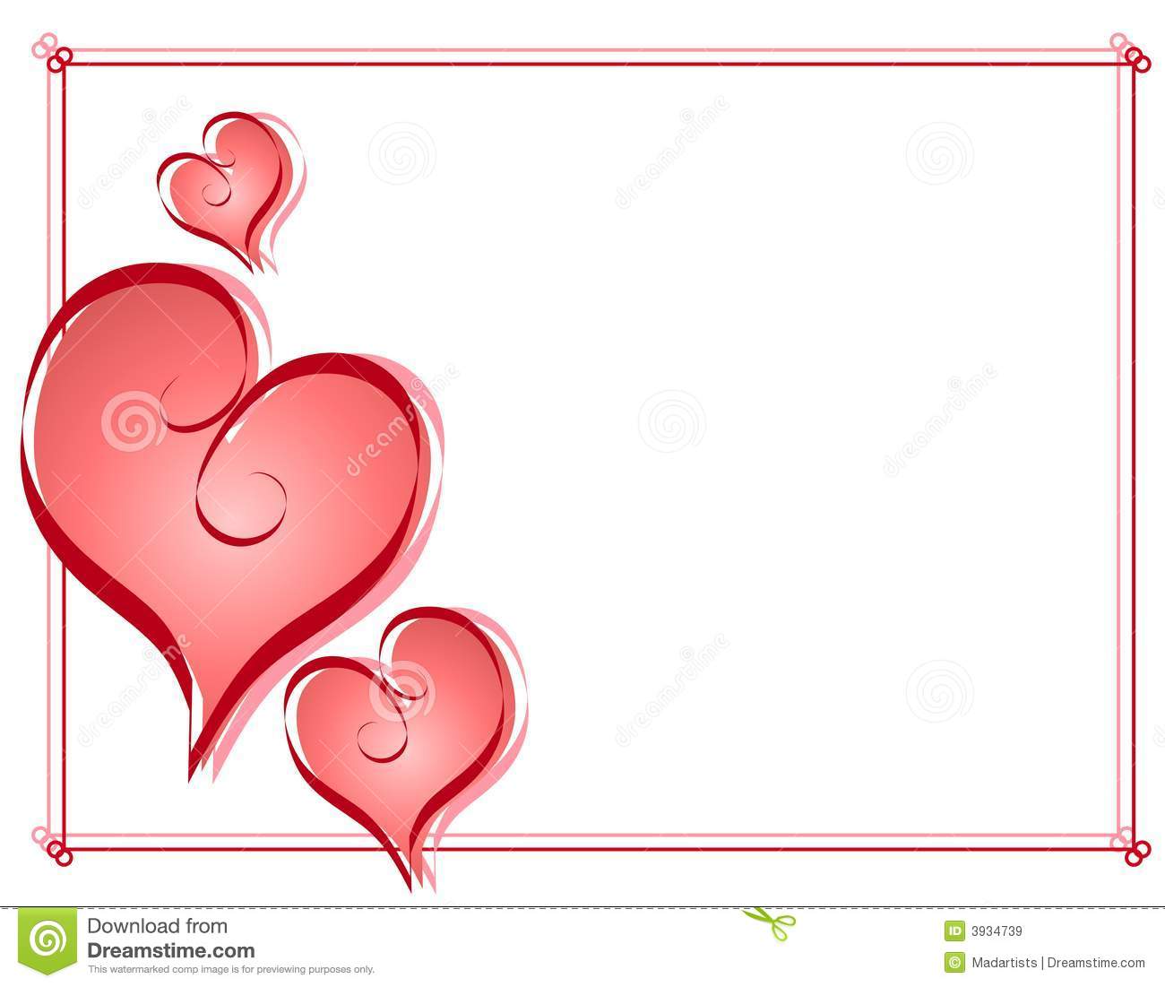 Calligraphy Valentine Hearts Frame Border Royalty Free Stock Images