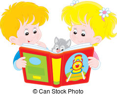 Children Reading   Little Girl And Boy Reading A Book