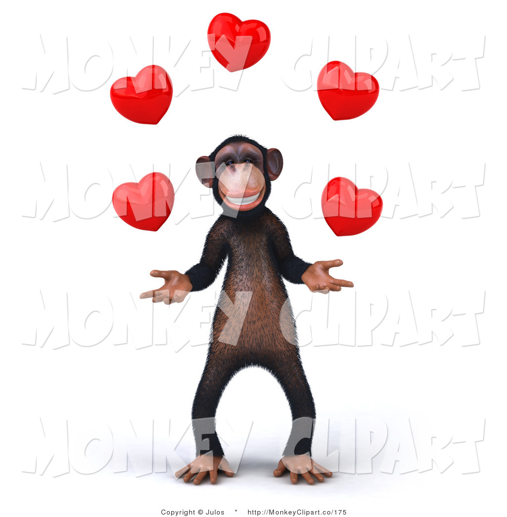 Chimp Character Juggling Hearts For Valentine S Day By Julos    175