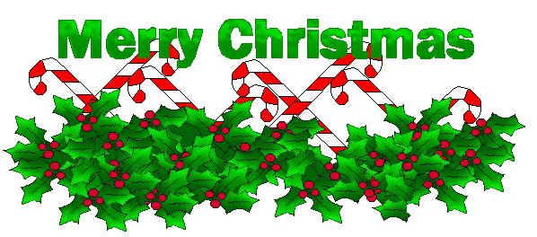 Christmas Clip Art   Holly And Candy Canes Title   Merry Christmas