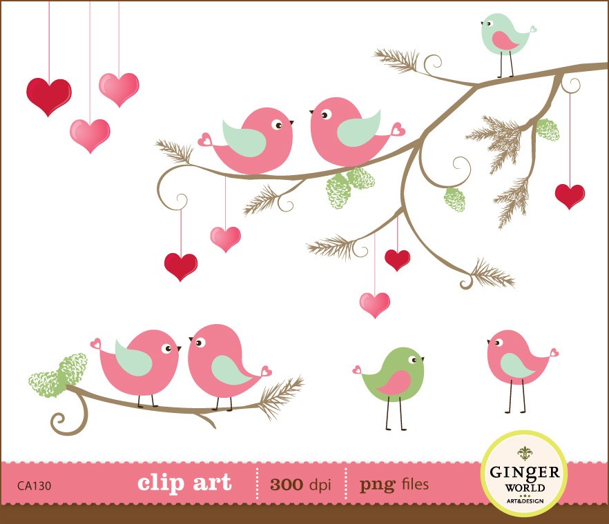 Christmas Design Bird Clip Art Wedding Invitations Scrapbooking Pic  2