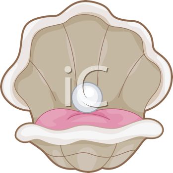 Clipart Illustration Of An Oyster Shell With A Pearl