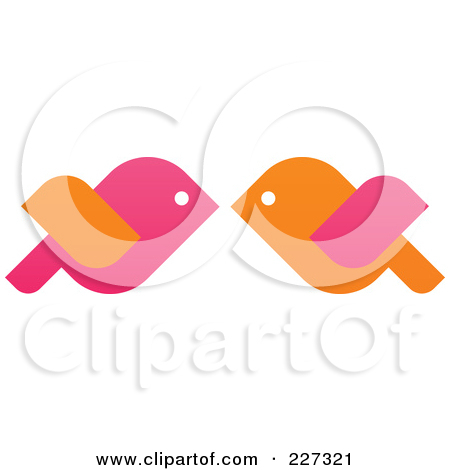 Clipart Of A Pair Of Floral Love Birds With A Heart   Royalty Free