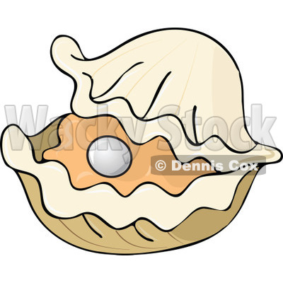 Clipart Pearl In An Open Oyster Royalty Free Vector Illustration