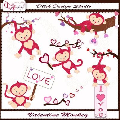 Cute Dilek Valentine Monkey Clipart Perfect For Your Craft Project