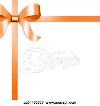 Drawing   Illustration Of Orange Satin Ribbon Tied With Bow On Upper