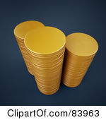Free Rf Clipart Illustration Of Three 3d Stacks Of Gold Coins By Mopic